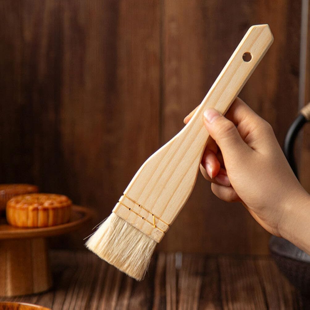 STOBAZA Wooden Handle Basting Brush Set 2 Pack 9.05 Inch Pastry Brush for Baking Bbq Cooking with Natural Bristles Oil for Even Spreading of Butter Sauce Marinade