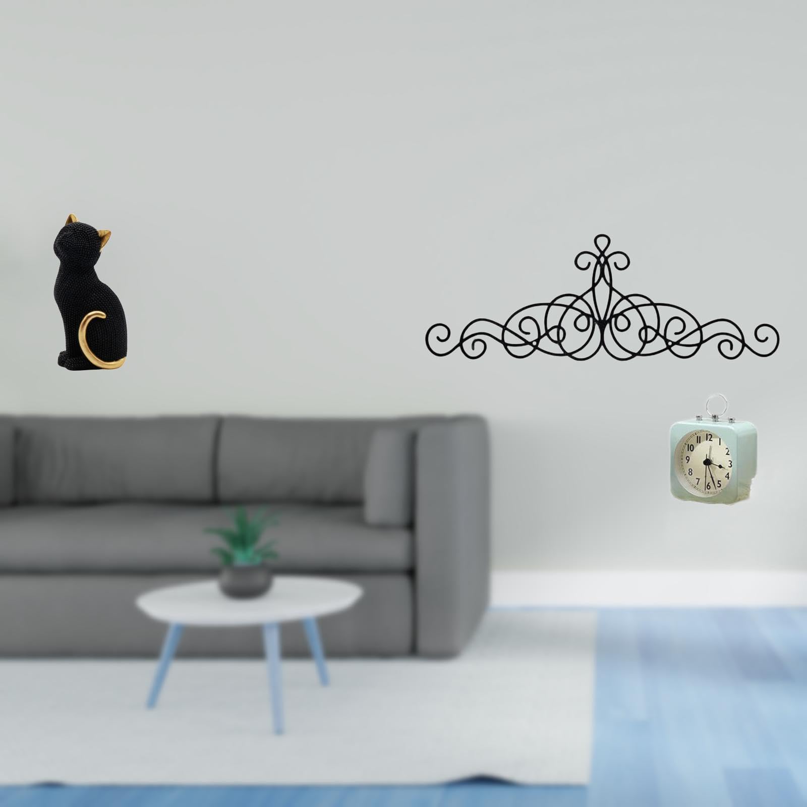 Enakshi® Resin Cat Figurine Sculpture and Metal Floral Scroll Wall Art Decor for Living Room Bedroom Entrance Patio Indoor Outdoor Spaces|Home & Garden | Home Decor | Figurines-image-12