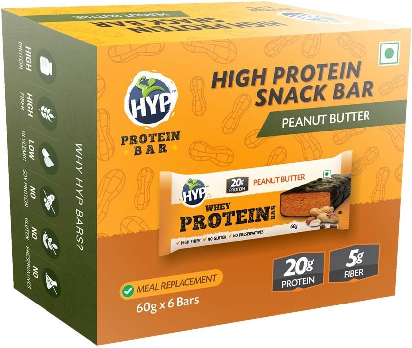 Meal Replacement Whey Protein Bar Pack of 6 (60g x 6) Peanut Butter and Chocolate