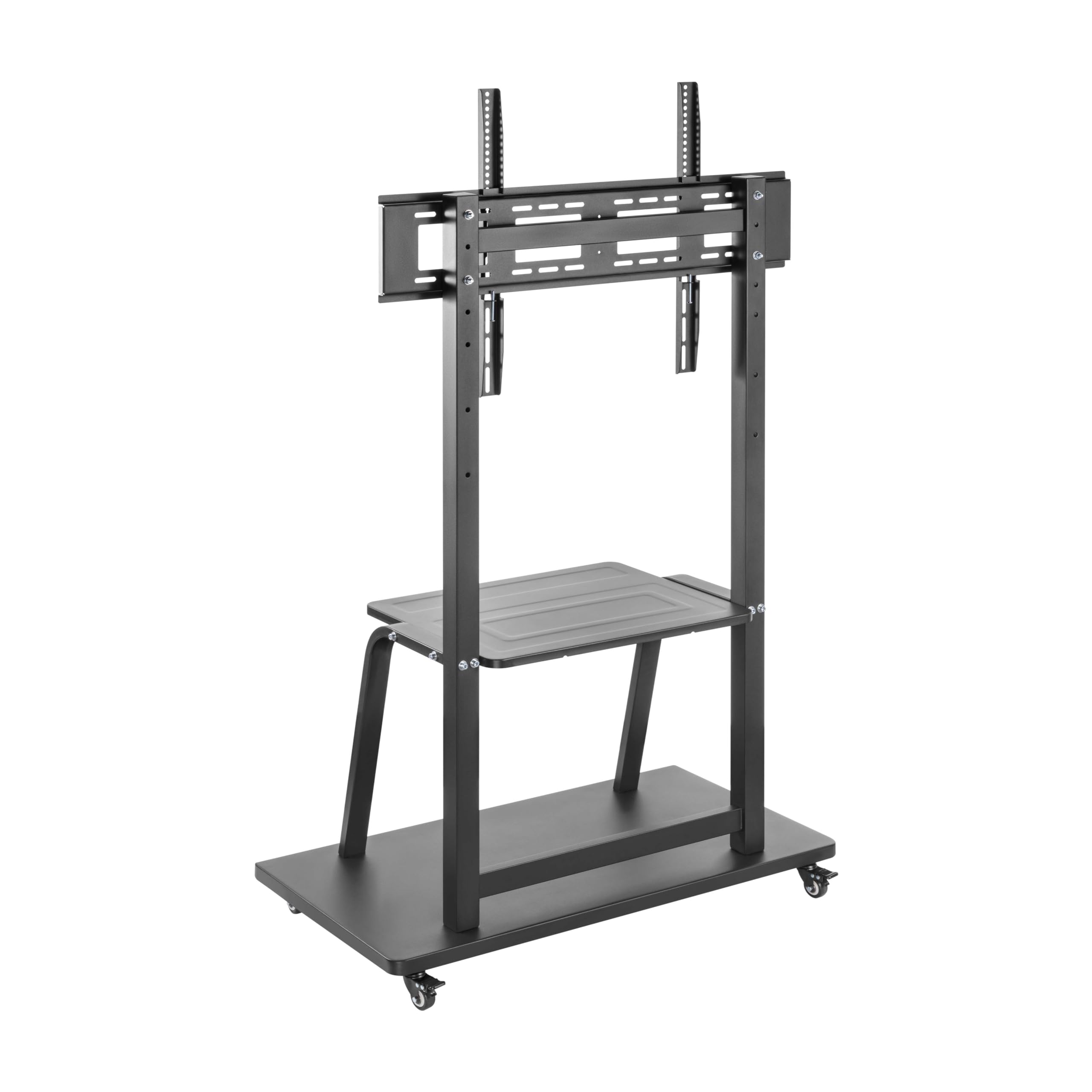 AISENS - FT100E-231 - Soporte de Suelo Eco con Rueda, Bandeja para DVD para Monitor/TV 150Kg de 37-100, Negro