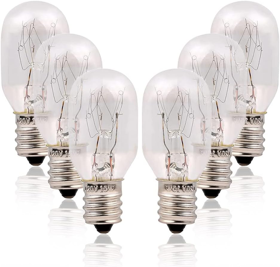 Parts Express Himalayan Salt Lamp Bulbs Original Salt Lamp, 6Pack E12 Candelabra Base Replacement Light Bulbs, 15 Watt Incandescent Bulbs for Plug-in Night Light (6, E12 15W T20)