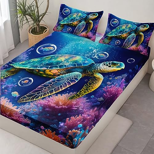 Parure de lit animaux marins et poissons avec drap-housse idéal - 5