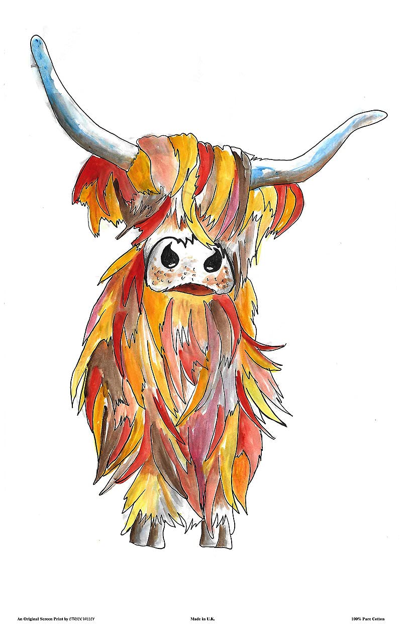 Ettrick Valley Scottish Highland Cow Tea Towel