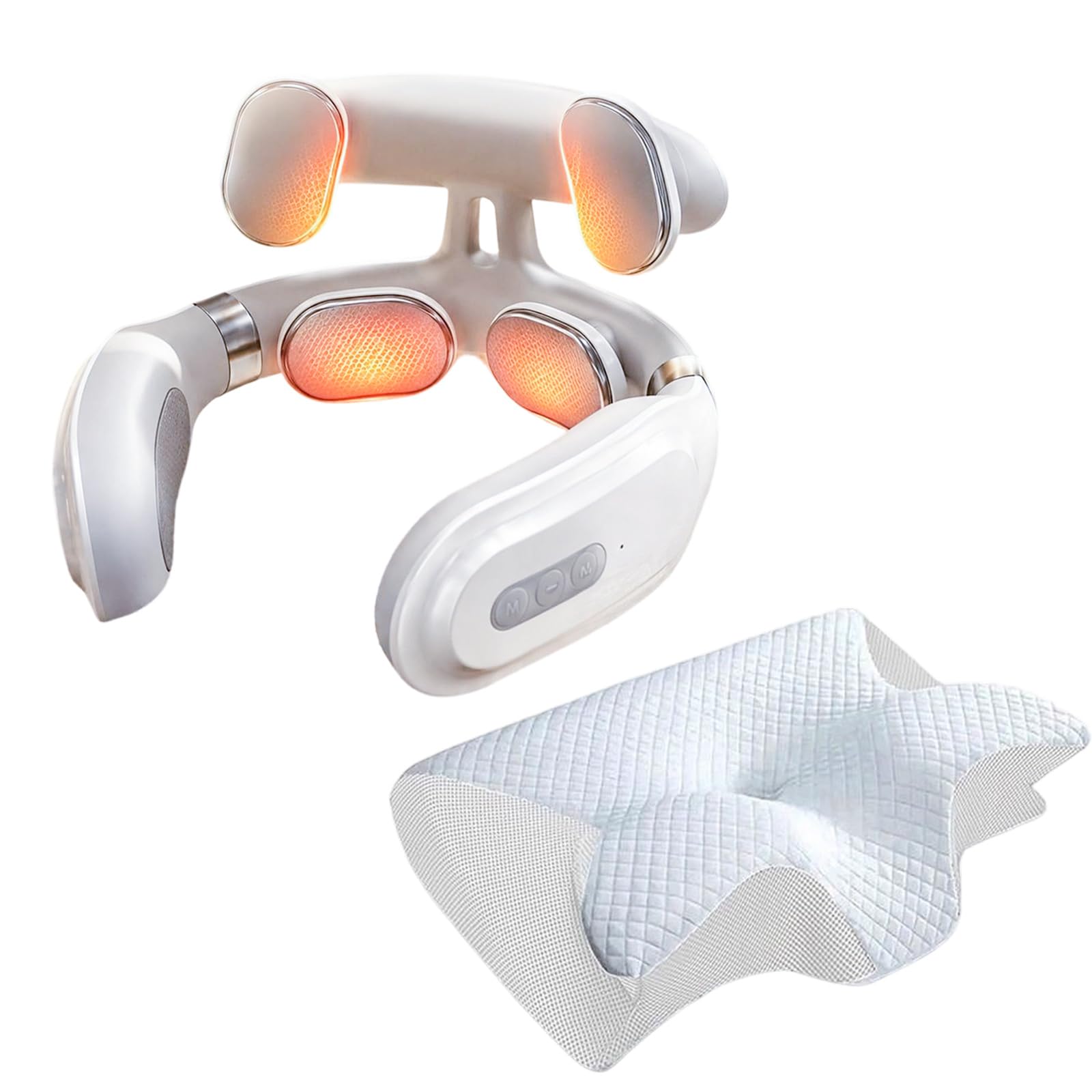 Vertaline CerviRest, Masajeador Cervical Recargable De 4 Cabezales Para Aliviar El Dolor De Hombros, 16 Niveles De Intensidad, Diseño Ergonómico, Masajeador De Nervios Portátil Para El Hogar (2pc)