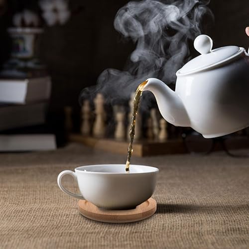 Miniatura 2 de PRETYZOOM 6 posavasos de bambú absorbentes, placa de madera para plantas, salvamanteles de bambú, decoración de mesa de café, platillos de cerveza,