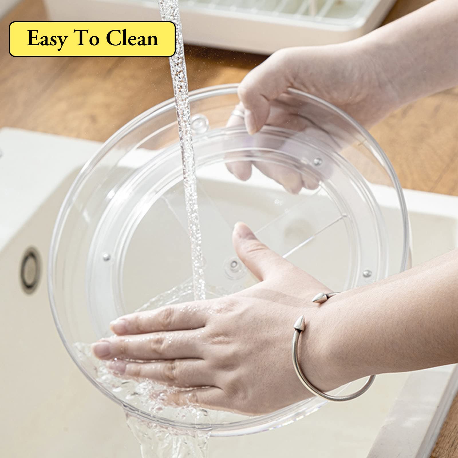 Organizer Girevole,3 Pezzi Piatto Girevole,360° Portaspezie Girevole,Include 5 misurini,Vassoio Girevole Portaoggetti da Cucina per Credenza e Frigorifero,Cucina, Bagno,Portaspezie e Altro
