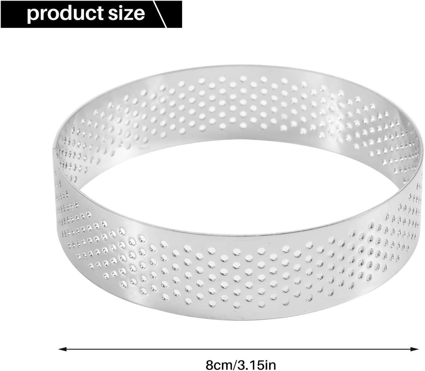 10 Pcs Circular Stainless Steel Tart Ring Tower Pie Cake Mould Baking Tools Perforated Mousse,8cm