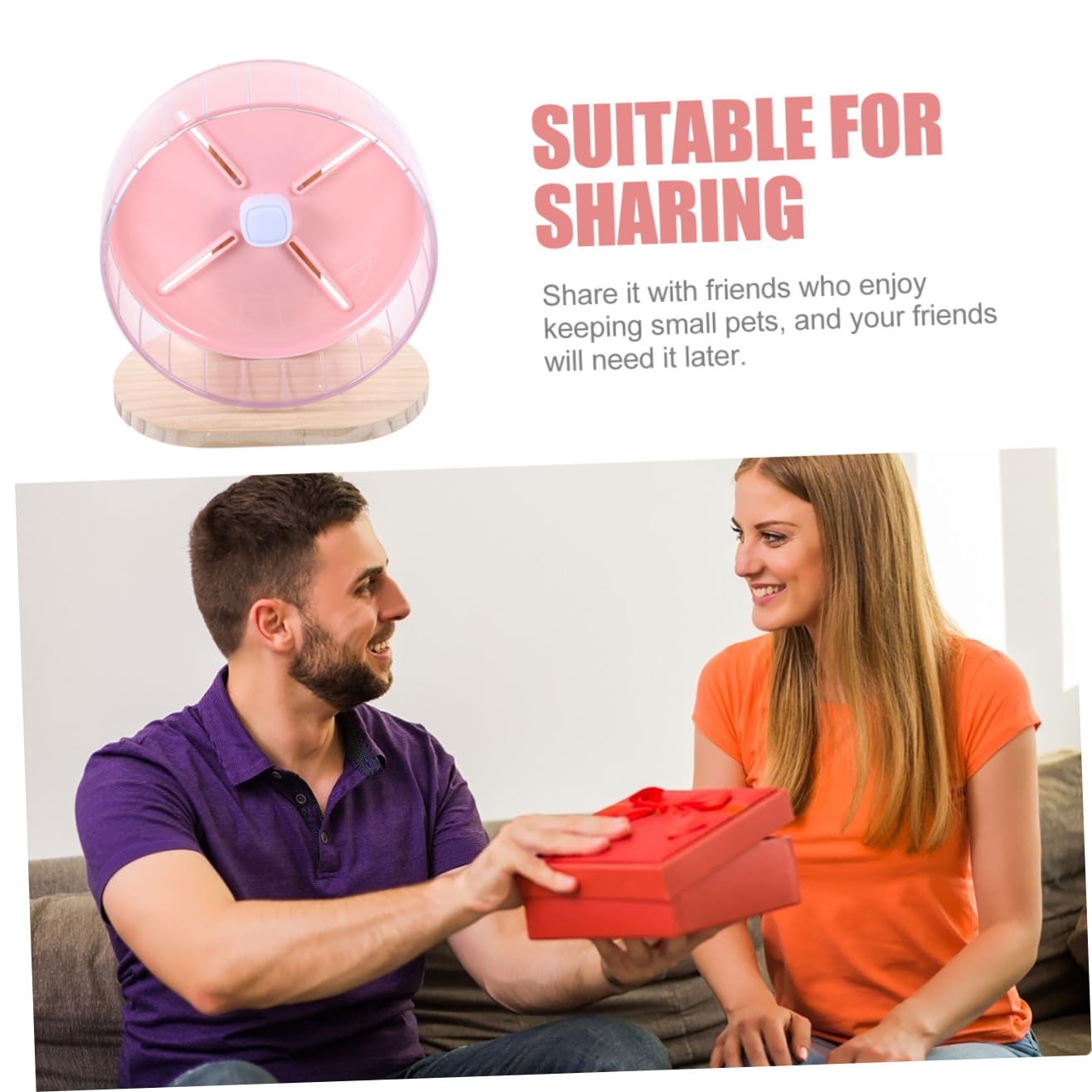 SHINEOFI Rueda Silenciosa para Ejercicio de Hámster y Chinchilla con Base de Madera Accesorio para Jaula de Pequeños Roedores y Erizos Color Rosa