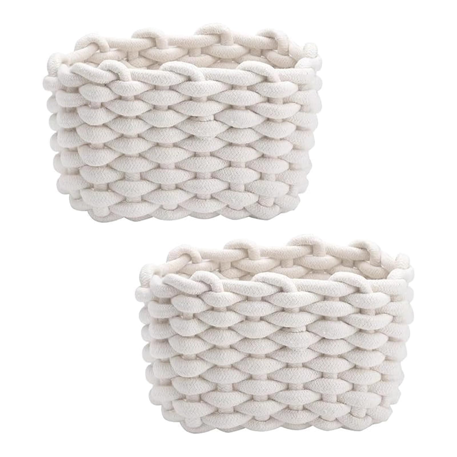 Handwoven Rope Basket Set Breathable Natural Fiber Braided Storage Solution Multipurpose Household Item Containers Cotton Rope Storage Basket