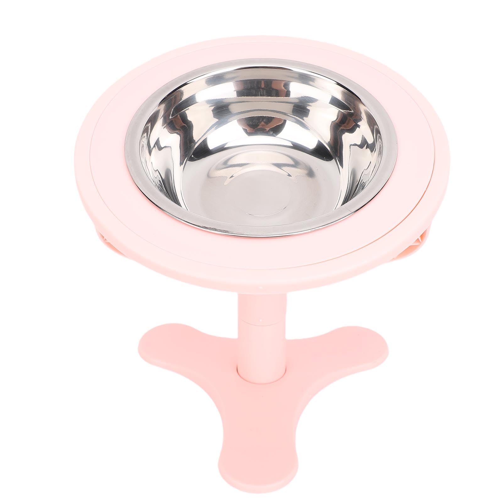 Ejoyous Ciotole per Gatti Rialzate, Supporto per Ciotola per Gatti Rialzato in ABS con Inclinazione Regolabile da 0 a 15, Ciotola per Cibo in Acciaio Inossidabile, Base Antiscivolo, Mangiatoia (PINK)