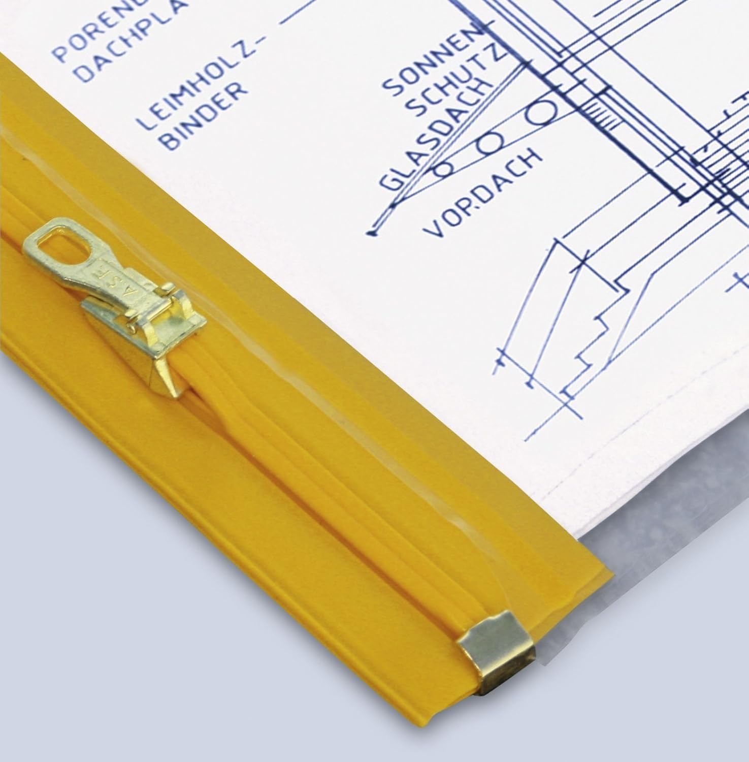 HELE 5x Bolsas de Protección DIN A0 para Planos, Cierre Deslizante y UV | 900 x 1250 mm, Resistente al Agua, 100 my de Grosor, Incluye Clip Magnético de 8 kg, Ideal para Obras y Arquitectos