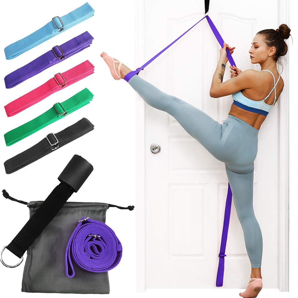 JHuuu Leg Stretcher Strap, Adjustable Multi-Purpose Exercise Ballet Stretch Band, Easy Install and Flexibility Door Stretching Leg Strap, 3M Yoga Dancing Stretch Belt for Dance & Gym