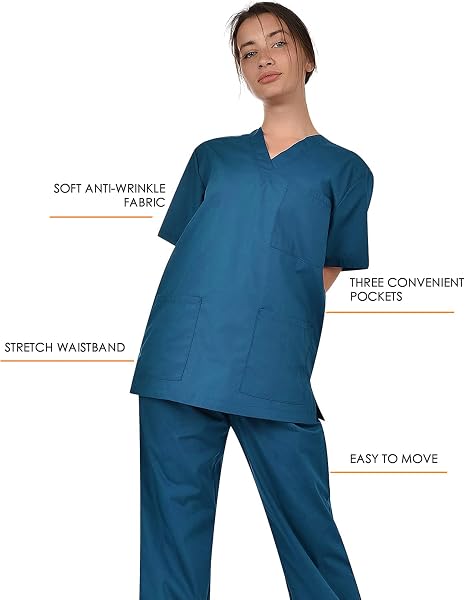 B-well Cesare Divisa Sanitaria Donna e Uomo | Uniforme Sanitaria Donna e Uomo Unisex Set con Casacca e Pantalone | Divise Sanitarie - 3