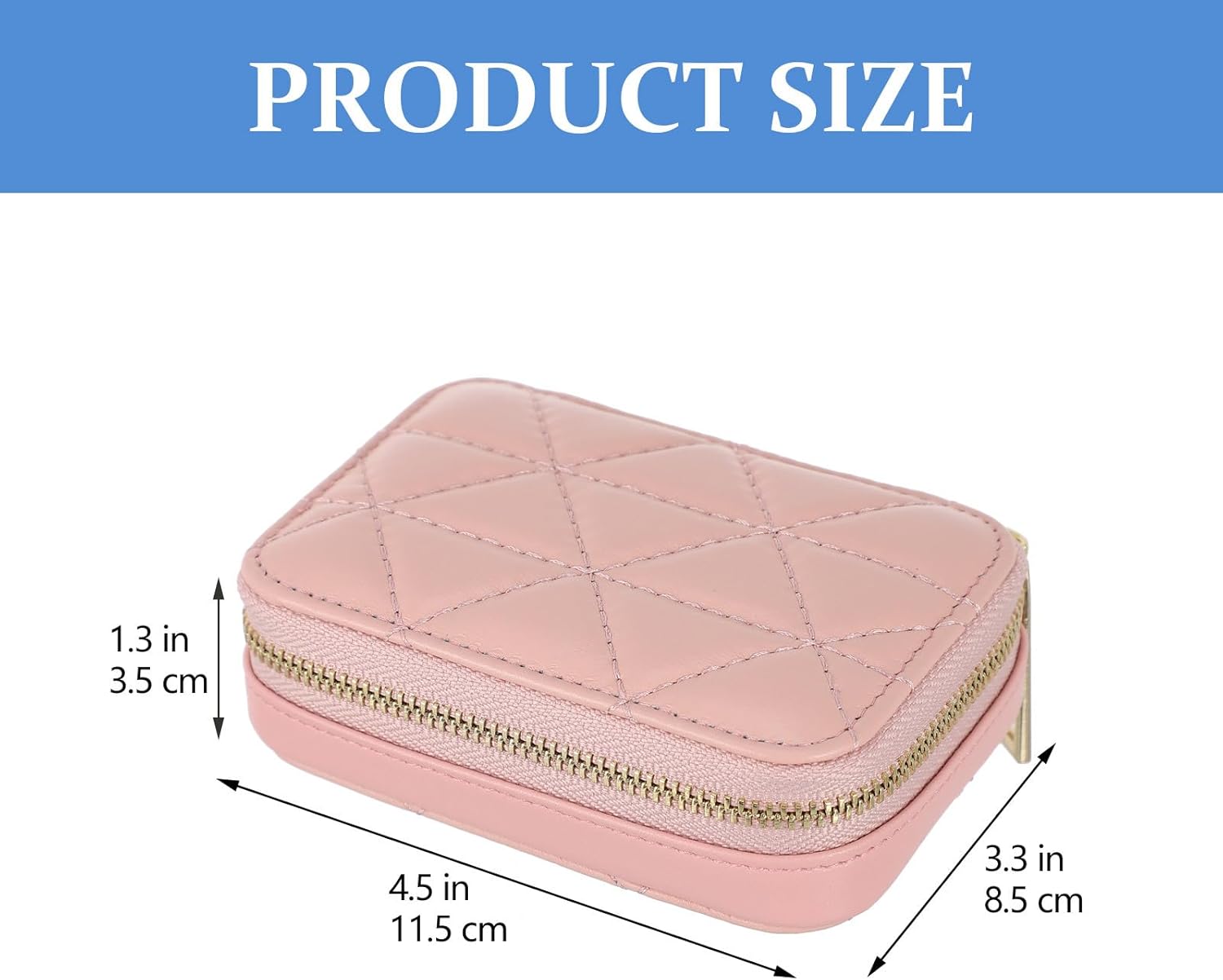 CALLARON Cosmetic Organizer Case with Mirror - Makeup Travel Bag, Lipstick Storage Bag, Pink Portable Cosmetics Bag for Women, 4.52 x 3.34 x 1.37 inch - Image 3