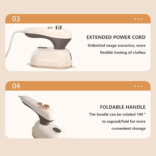 Miniatura 6 de Vaporizador de ropa de mano de hierro pequeño para ropa, plancha portátil con doble pulverizador, mini máquina de planchar para ropa, vaporizador de