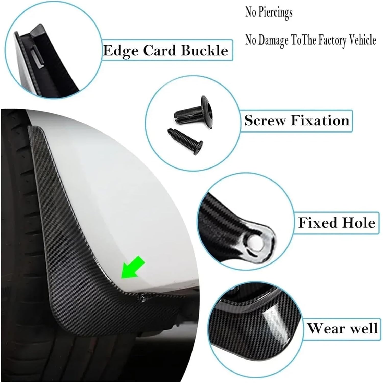 Mud Flaps Fit for Model 3 Y 2017-2021 2022 2023 ABS Splash Guards 4Pcs/Set Black White Carbon Fiber Pattern Pattern Color(Y Carbon Fiber)