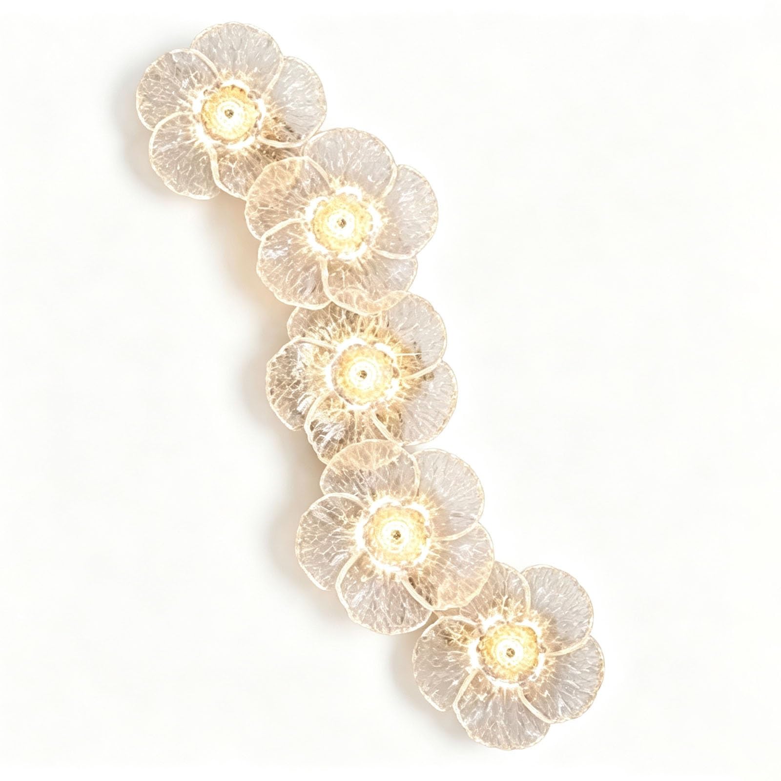 LUOYAOB Flower Glass Wall Sconce Clear Wall Lamp Fixture 3 Light Fixture