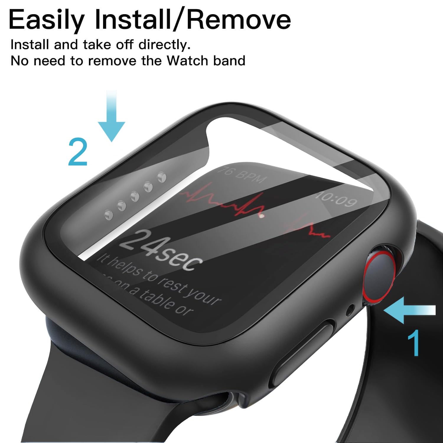 Paquete de 6 fundas para Apple Watch de 1.654 pulgadas iWatch Series 3 2, vidrio templado y carcasa dura 2 en 1, diseño ultrafino, protección completa, antidesgaste de bordes, antiarañazos de