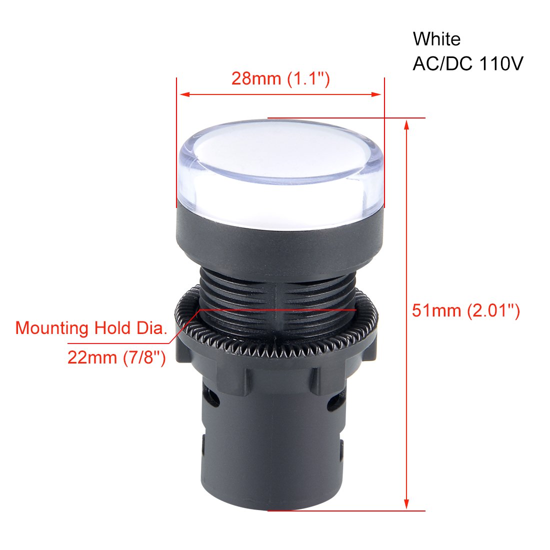 Amazon.com: uxcell 2Pcs White Indicator Light AC/DC 110V, 22mm