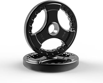 LIONSCOOL 2-Inch Rubber Coated Olympic Grip Plate in Pairs or Single for Strength Training, Weightlifting and Bodybuilding, Solid Cast Iron Weight Plates for Barbell, 2.5-45LBS, One Year Warranty