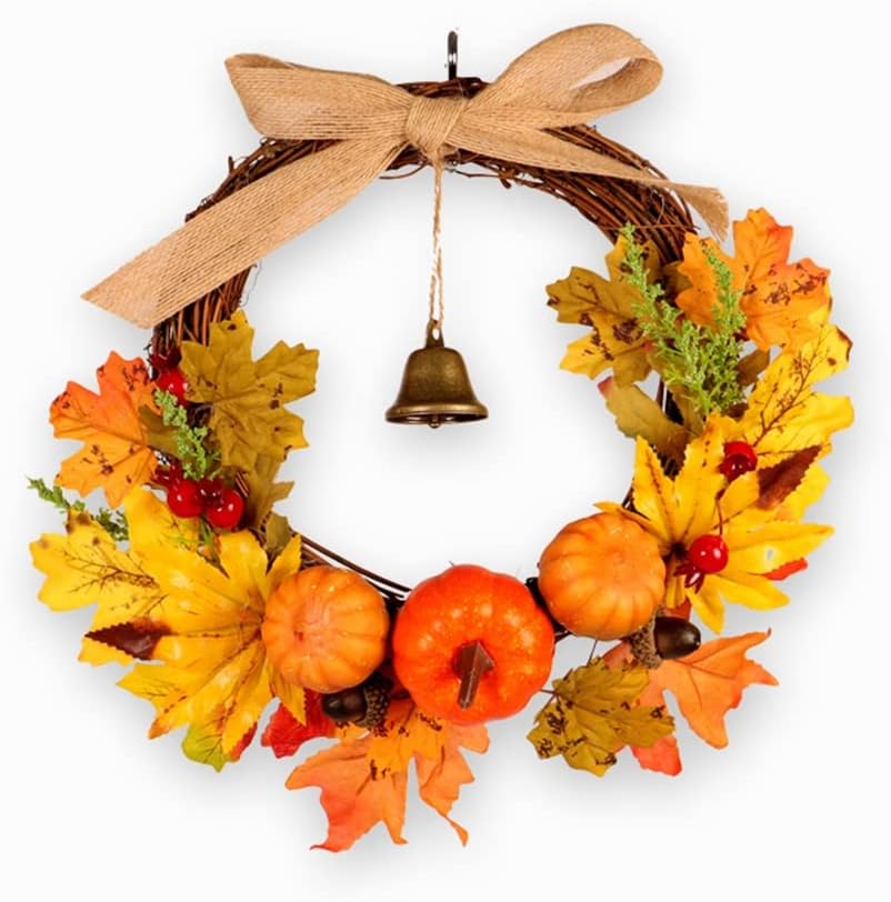 Simulated Maple Leaf Autumn Flower Berry Bell Harvest Vine Door Decoration Wall Hanging