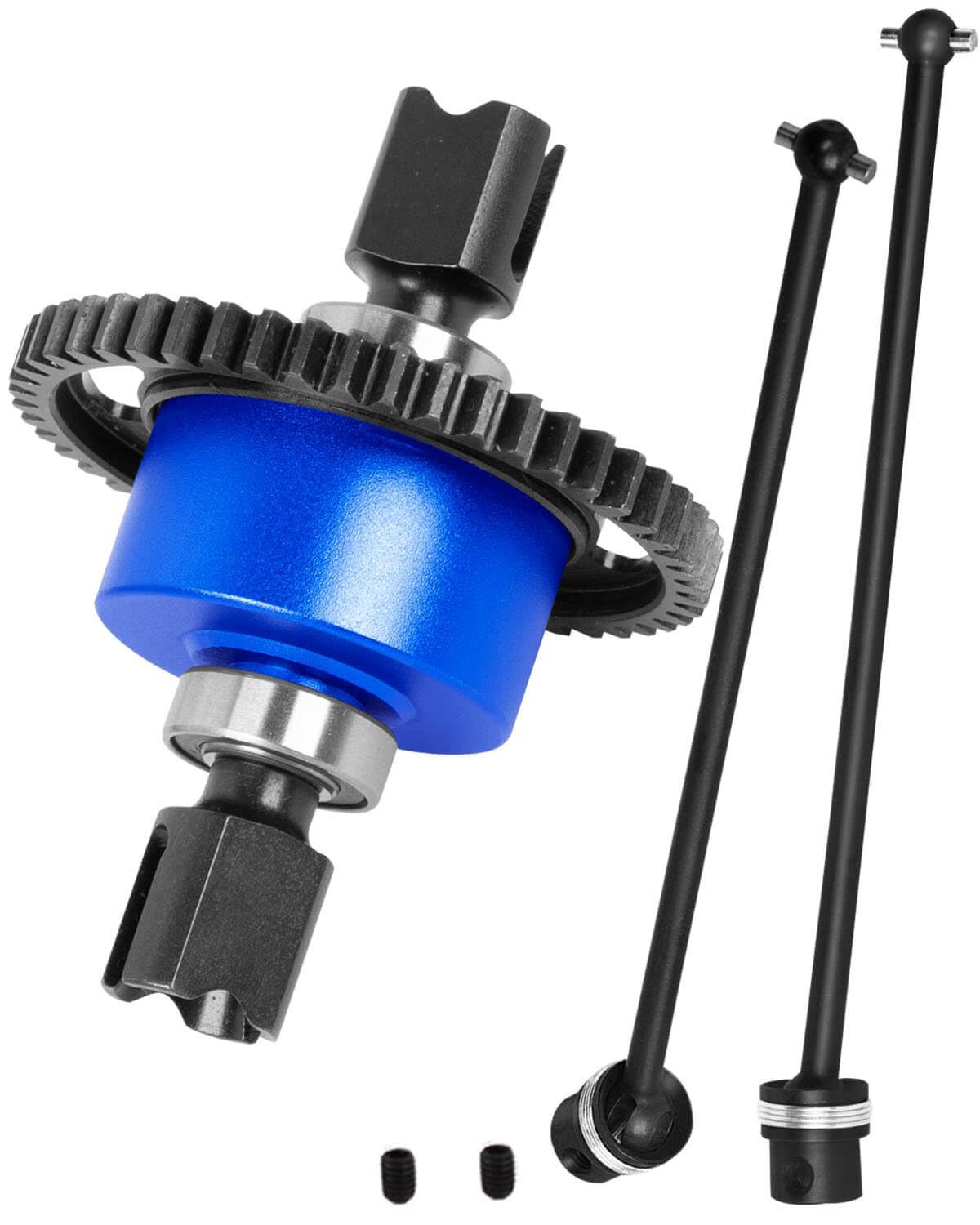 hopsupRC RC Center Drive Shaft CVD & Metal Spur Gear Differential Gears Upgrades Part for 1/8 Kraton 6s,Steel #45 Center Driveshaft Axles & 50T Diff Gear Slipper,Navy Blue