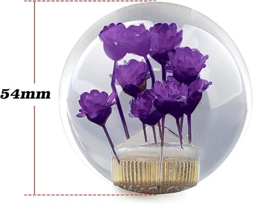 Miniatura 2 de Cabezal de palanca de cambios de coche, perilla de velocidad de bola transparente, palanca de cambios manual de acrílico con flor, cabeza de cambio