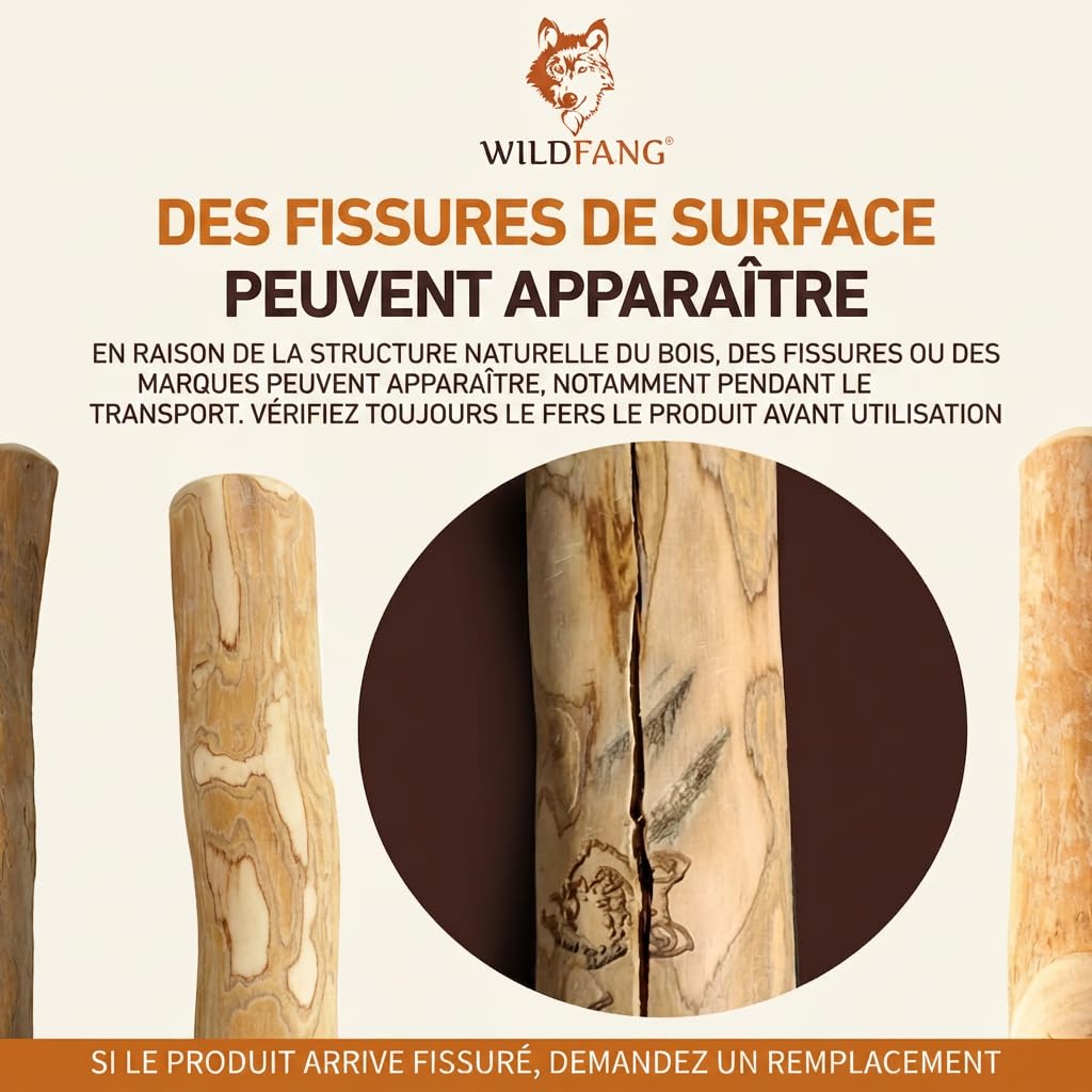 Wildfang® Bois de Café Naturel pour Chien, M – Jouets à Mâcher Robustes pour Mâcheurs Agressifs, Jouets de Dentition pour Chiot, Entraînement des Muscles de Mastication, Chiens de 15 à 25 kg, lot de 3
