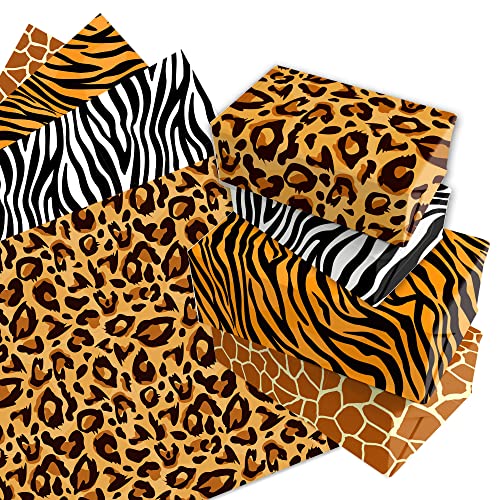 Papier cadeau animaux jungle 12 feuilles anniversaire et vacances