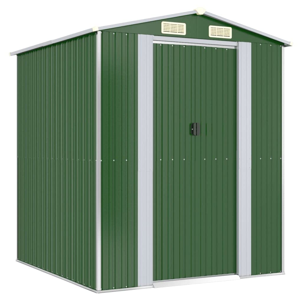 Geräteschuppen Gartenhaus Garten Schuppen Metallgerätehaus Wetterfester Gerätehaus Gartenschuppen für Fahrrad & Gartengeräte Grün 192x191x223 cm Verzinkter Stahl