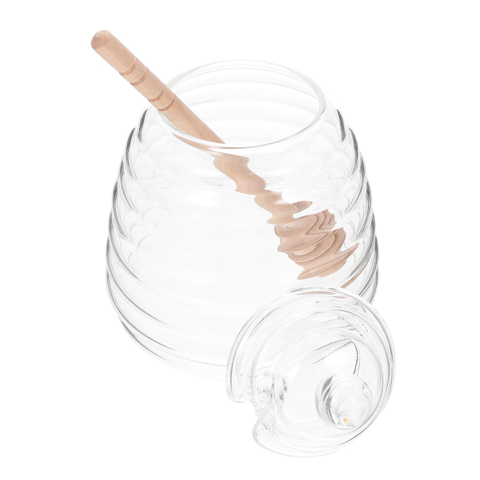 STOBAZA 1Set Clear Glass Honey Storage Jar with Stirring Rod for Honey Jam Dry Food Transparent Kitchen Dispenser for Observation