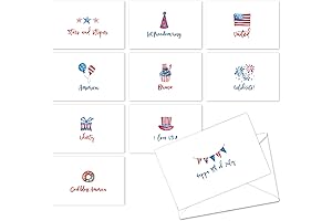 Whaline 30 Pcs Patriotic 4th of July Cards Watercolor Notecards for Independence Day