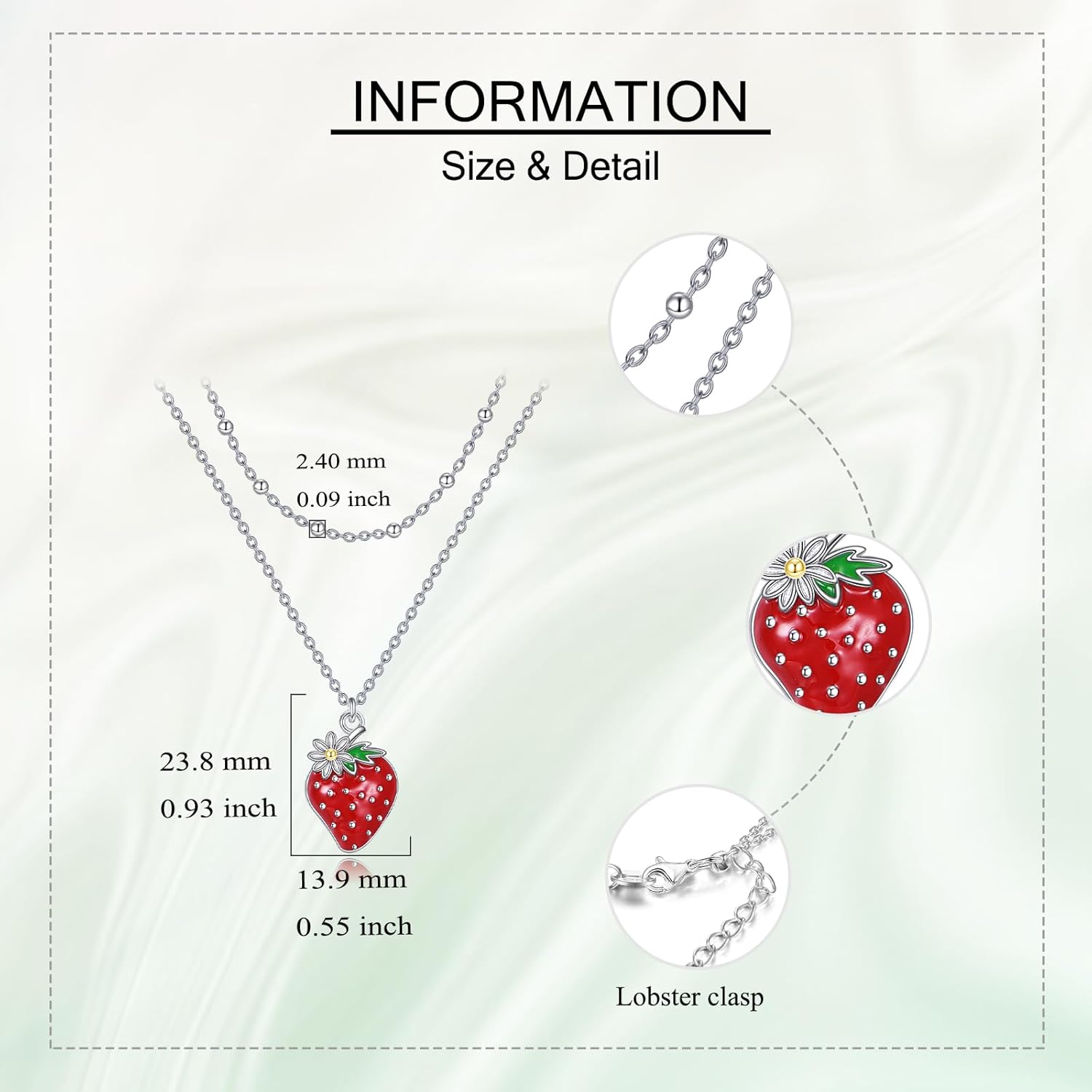 Strawberry/Safety Pin/Evil Eye/Italian Horn Necklace 925 Sterling Silver Stacked Layered Choker Jewelry Christmas Gift for Women