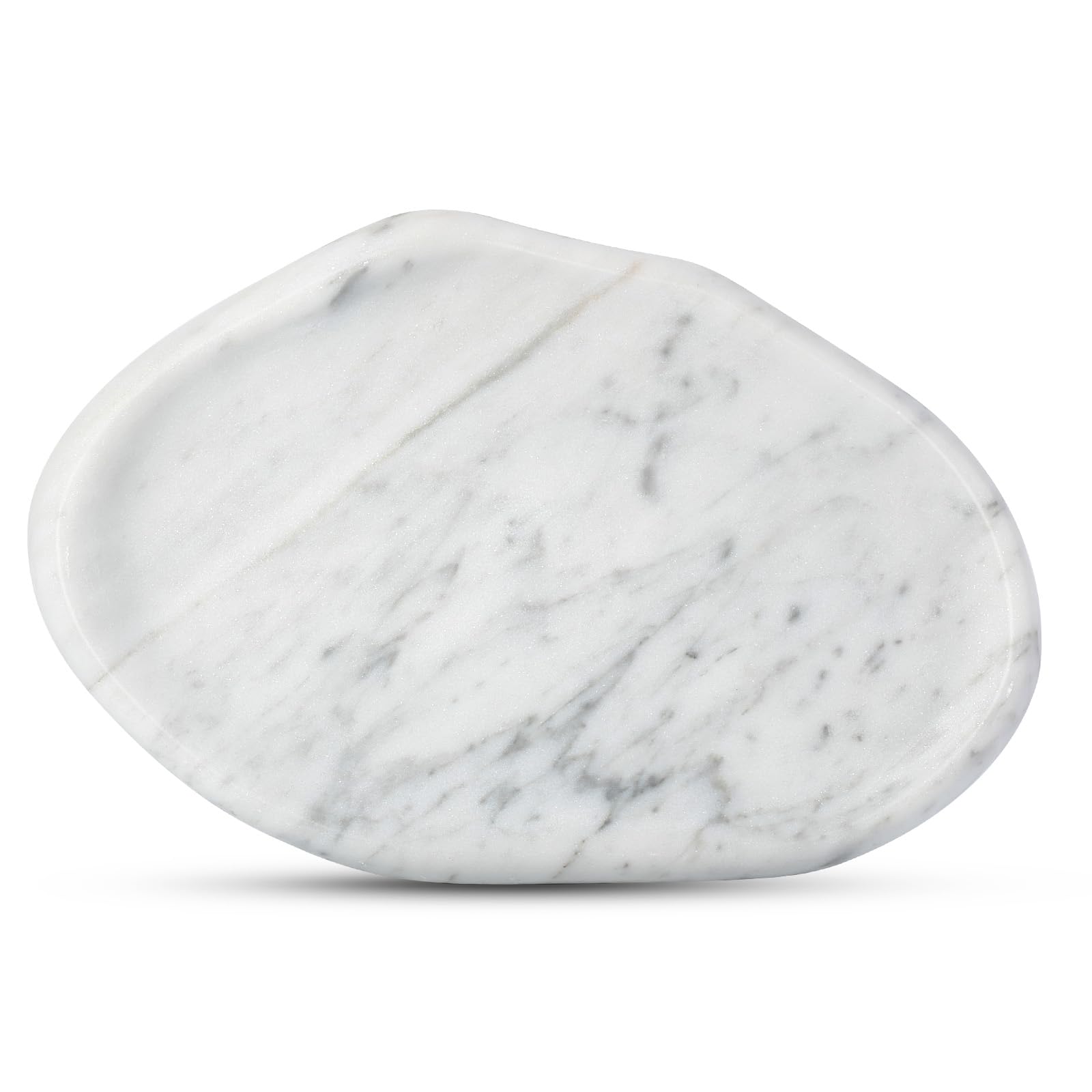 Koville Luxurious Natural Marble Vanity Tray for Home Decor, Cloud Shape Serving Stone Key Tray, 10" x 7" Marble Storage Trays for Bathroom, Stone Plate for Perfume, Candle and Jewelry（Bianco Carrara）