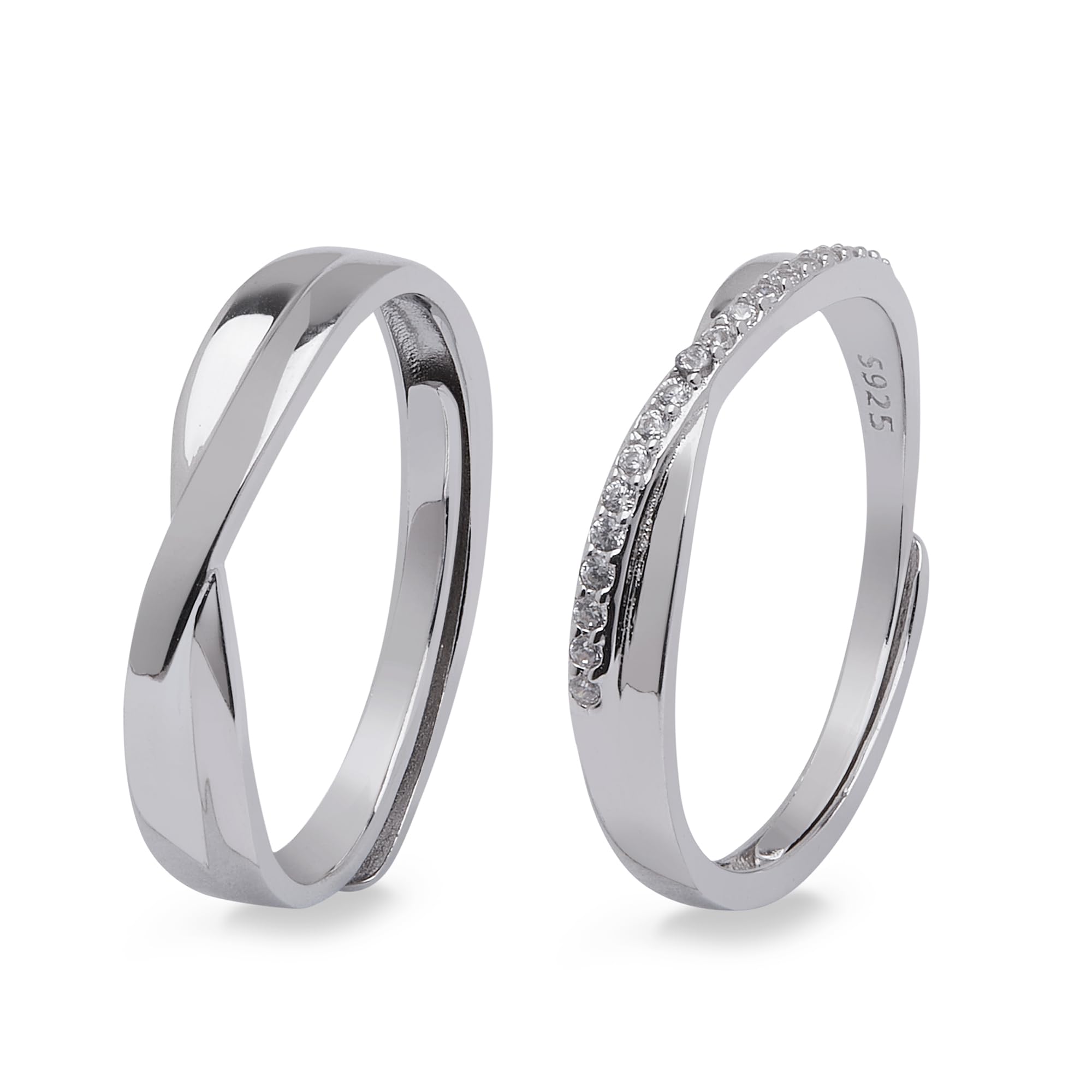 ZAVYA 925 Sterling Silver Cubic Zirconia CZ Designer Rhodium Plated Couple Rings | Gift for Husband & Wife, Couples | With Certificate of Authenticity and 925 Hallmark (B0B1QNPW6N) Amazon Price History, Amazon Price Tracker