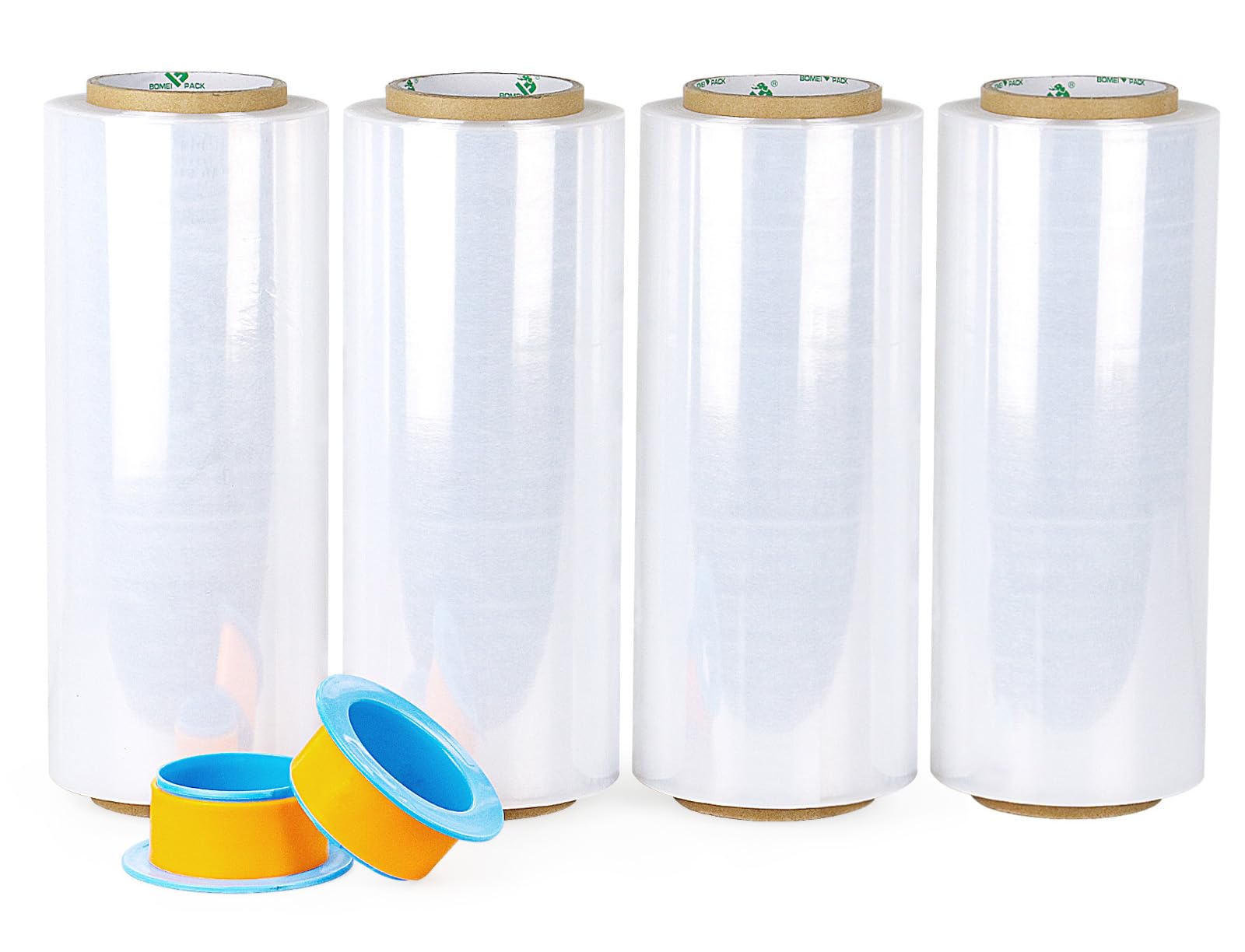 BOMEI PACK Stretch Wrap Rolls 10" x 1000 Ft 4 Pack - 80 Gauge Thick Stretch Film - Clear Plastic Wrap with Handles for Pallet Wrapping Shipping Moving
