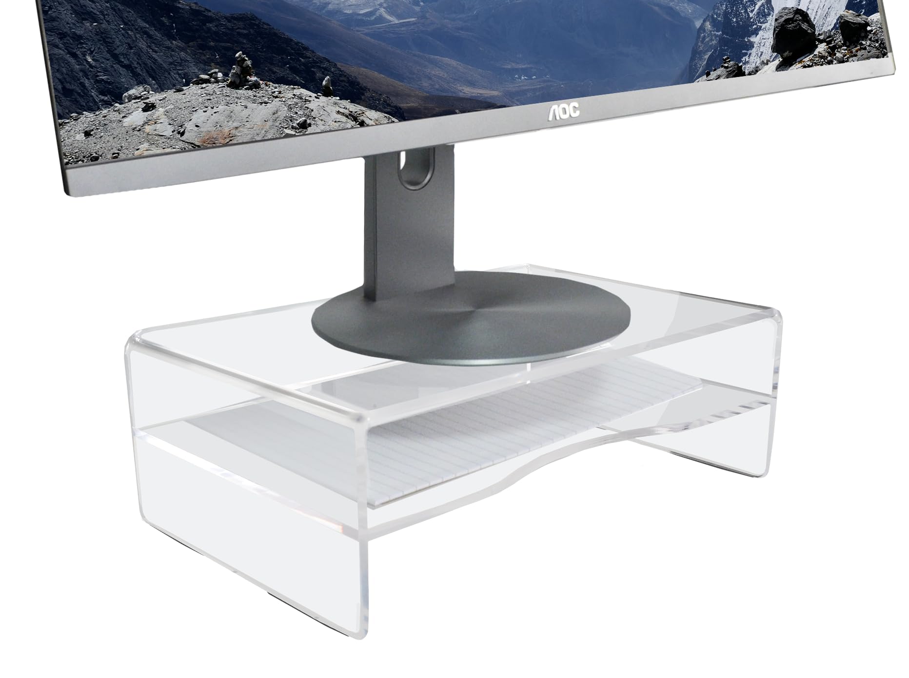 DESQ Supporto per monitor in acrilico, altezza 120 mm, design olandese, trasparente