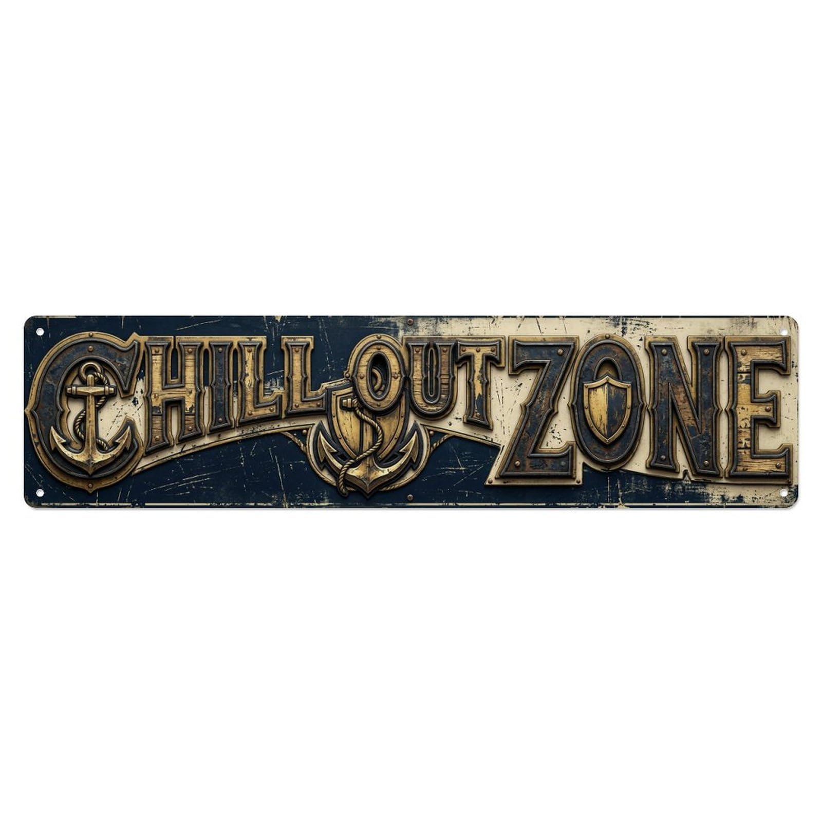 Chill Out Zone Faded Refuge Vintage Metal Tin Sign Wall Decor for Cafe, Club, Garden Metal Poster 4x16Inch