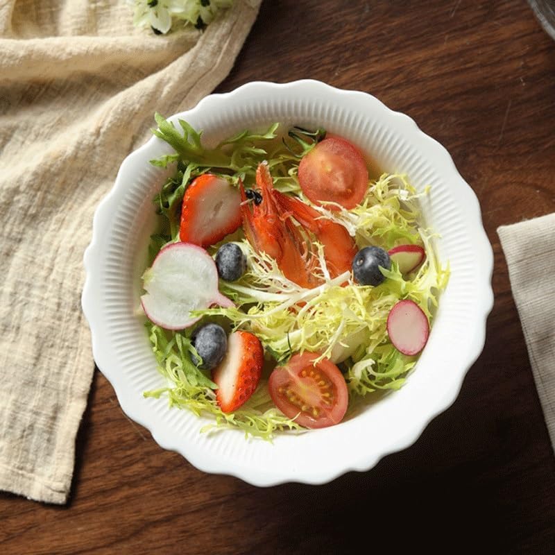 Embroidered Fruit Salad Bowl Ceramic Household Rice with Engraved Underglaze Painting
