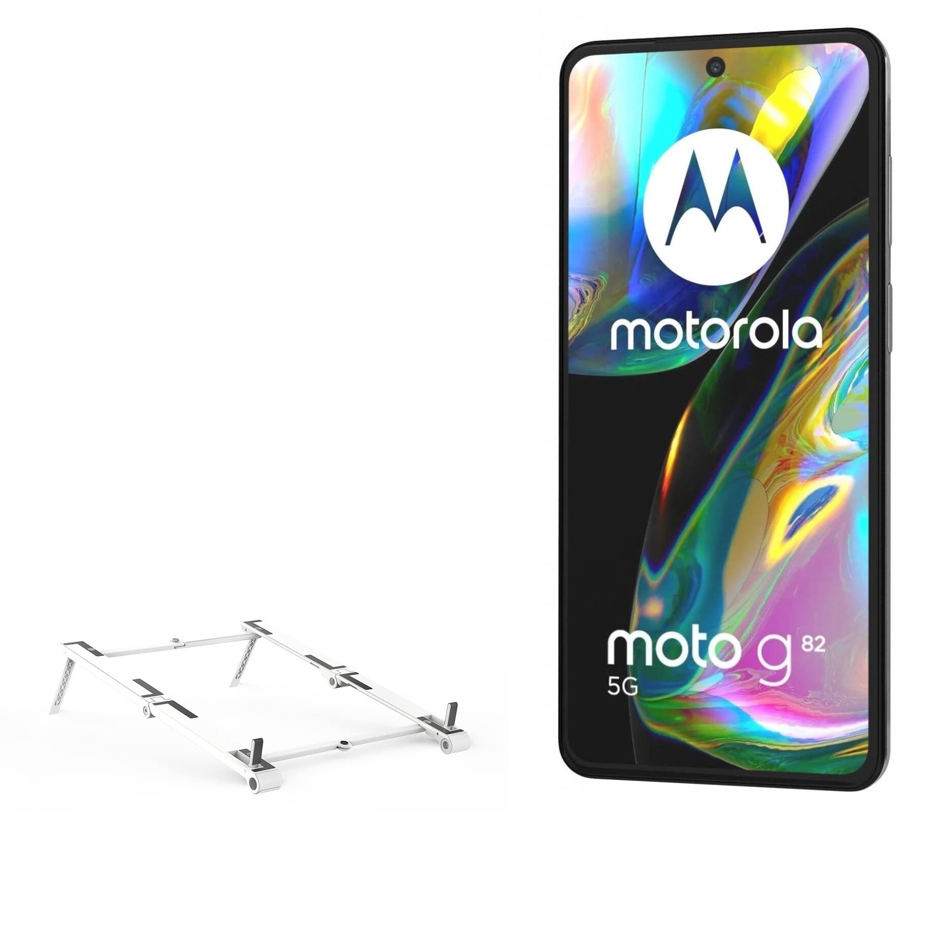 BoxWave Stand and Mount Compatible with Motorola Moto G82 - Pocket Aluminum Stand 3-in-1, Portable, Multi Angle Viewing Stand for Motorola Moto G82 - Metallic Silver