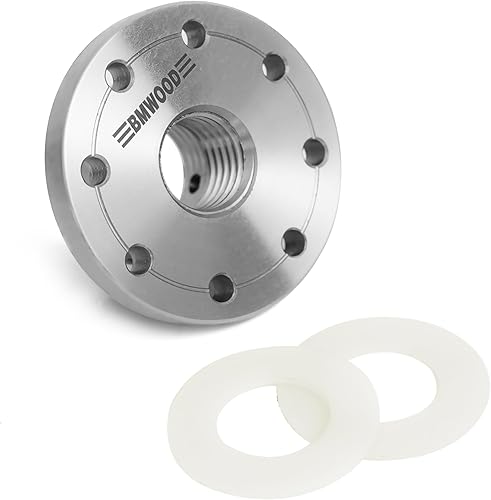 Miniatura 14 de Placa frontal de torno de madera de acero de 2 pulgadas con tornillo y dos arandelas de nailon, apto para torno de madera de husillo de 1 pulgada x