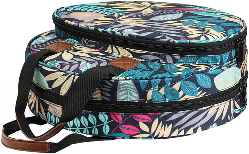 EXCEART Embroidery Tool Kit Large Capacity Storage Bag with Multiple Elastic Pockets and Zipper Compartment for Needlework Supplies Travel Organizer 13.77X13.77X3.54In