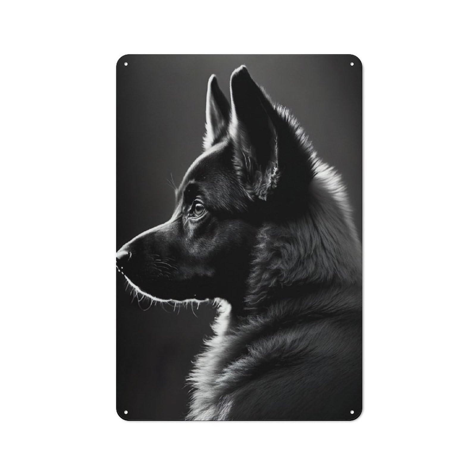 Junmoney German Shepherd Puppy Retro Metal Wall Sign 30X20cm With For Garage Wall, Suited To Garage Decor Collectors
