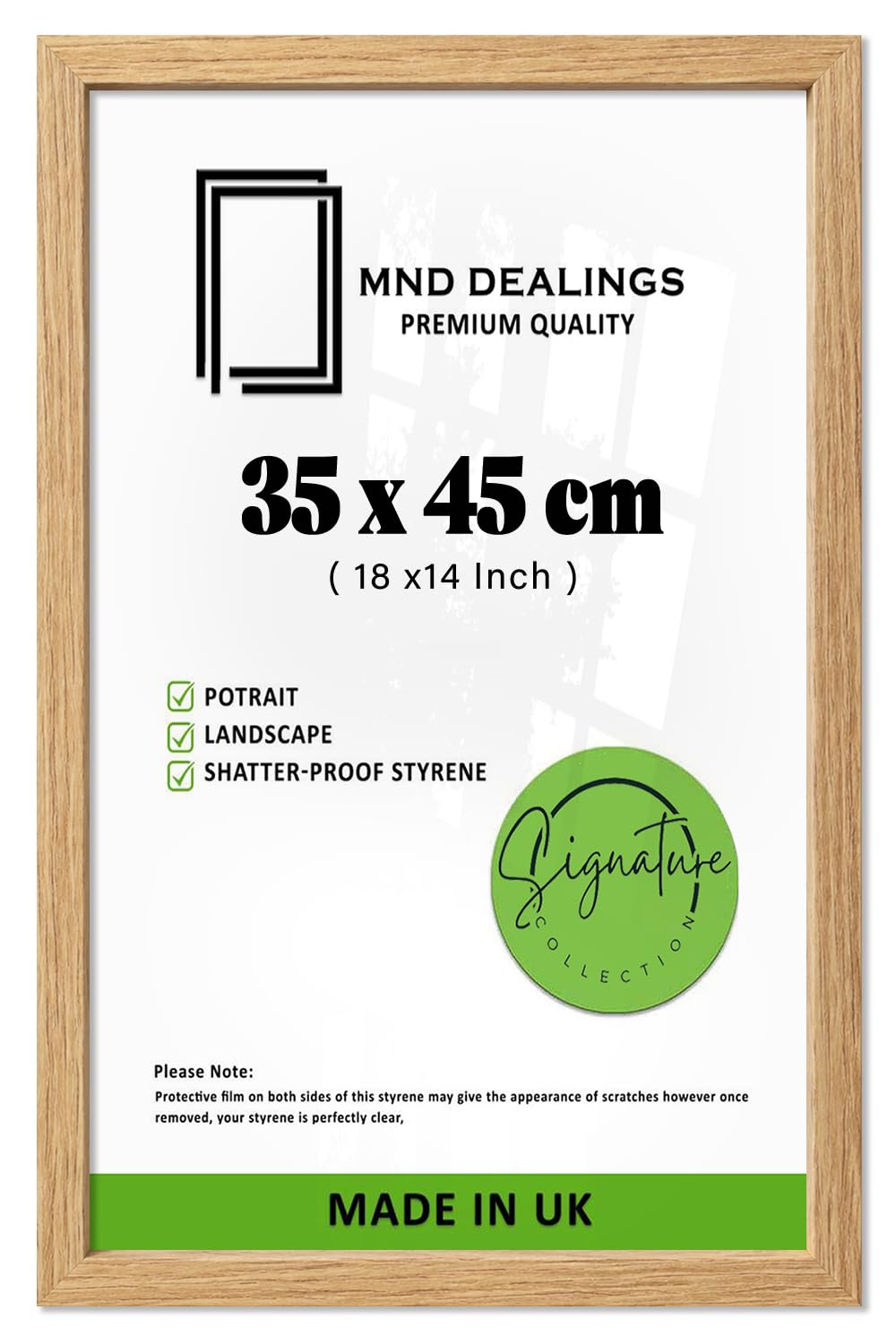 MND Dealings | Flat Versatile Engineered Wood Finish Poster Frame (35 X 45 CM) — Gallery Wall Art Display For Home And Office 18 X 14 Inch Wall Décor Oak Finish With Hanging Kit, Ready To Hang