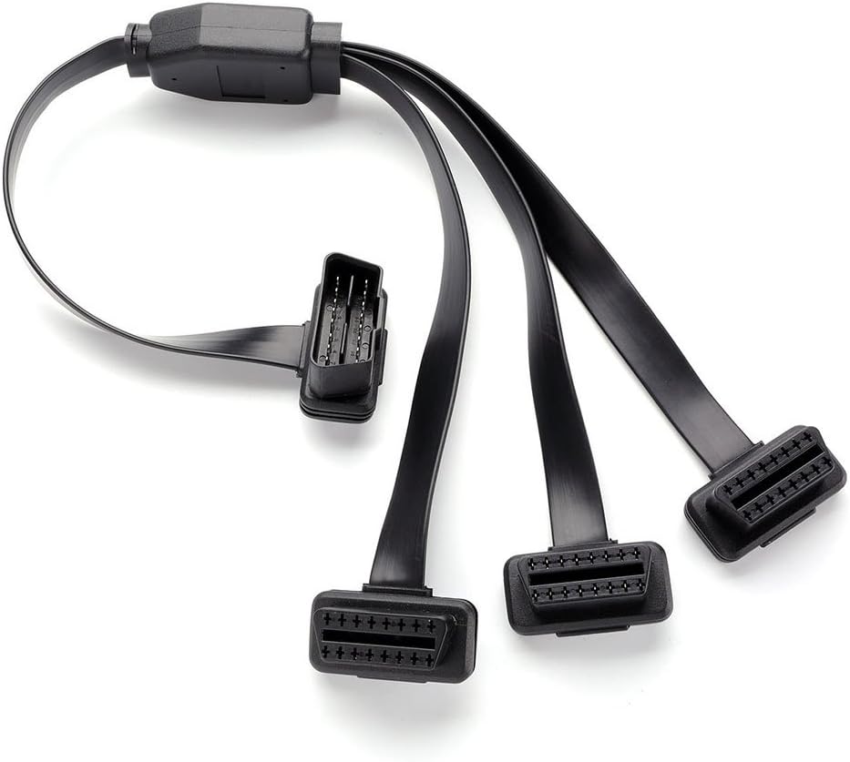 bbfly-C2 OBD II OBD2 16 Pin Splitter Extension 1 x Male and 3 x Female Extension Cable Adapter (1.7FT/50CM)