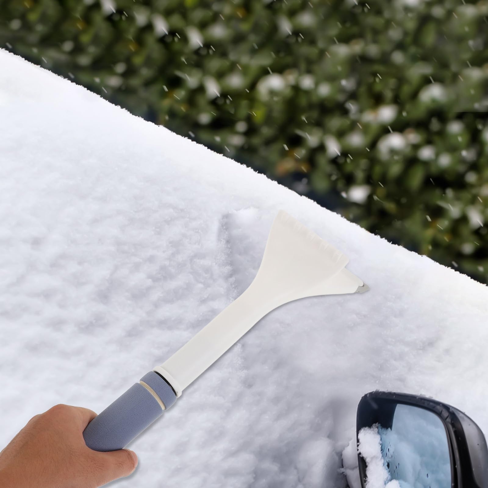DOITOOL 5 Stück Leichter Eiskratzer und Schneebürste fürs Auto mit Rutschfestem Silikongriff und Aluminiumlegierung für Winter und Verschneite Autoscheiben