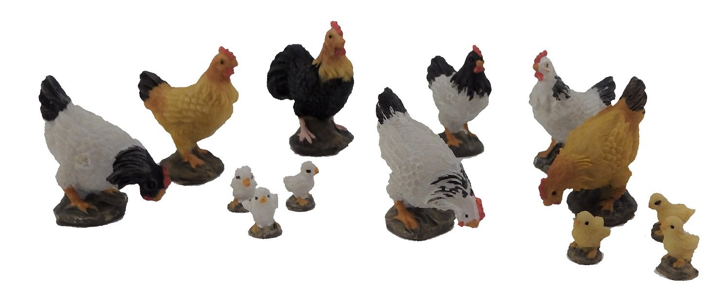 Melody Jane Dolls House Rooster Hens & Chicks Farmyard Chickens Garden Accessory