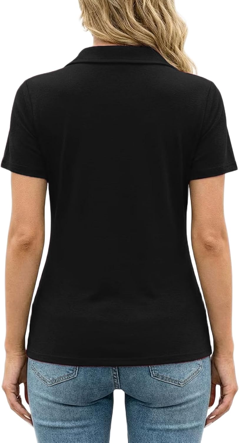 Decrum Pocket Polo Shirts for Women - Casual Buttonless Collared Womens Polos Short Sleeve - Image 3