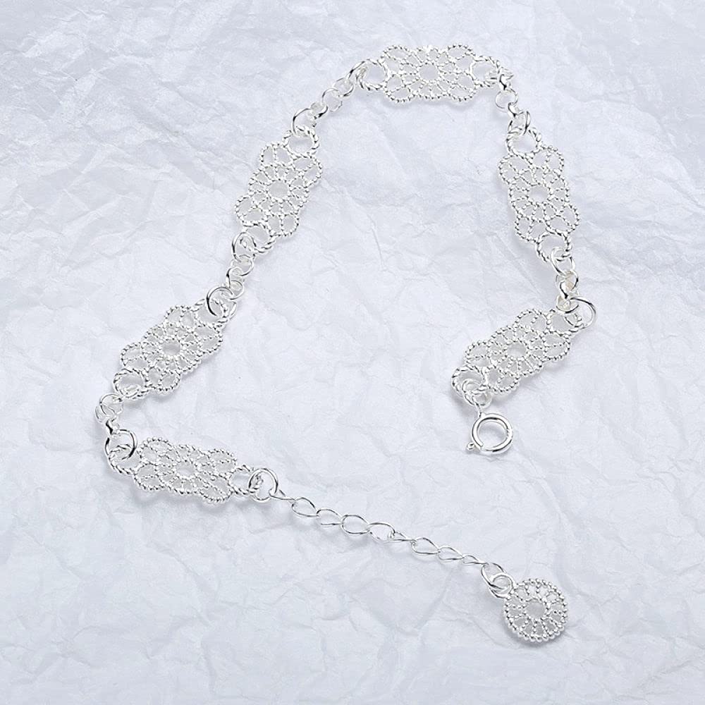 Armband Damen Silber,S925 Silberarmband Hohl Geschnitzte Spitze Freundschaftsarmbänder Einstellbar Exquisite Sterling Silber Schmuck Für Frauen Geschenk Freundin Frau