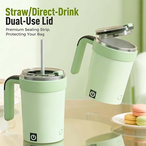 Miniatura 6 de Taza de café con agitación magnética automática, base desmontable mejorada 2025, taza autoagitable con mango de tapa, taza de mezcla inteligente